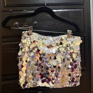 Edikted Silver Sabina Low-Rise Sequin Mini Skirt